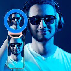 Selfie Ring Light Smartphone avec Pince Flash LED RGB Portable Ring Light