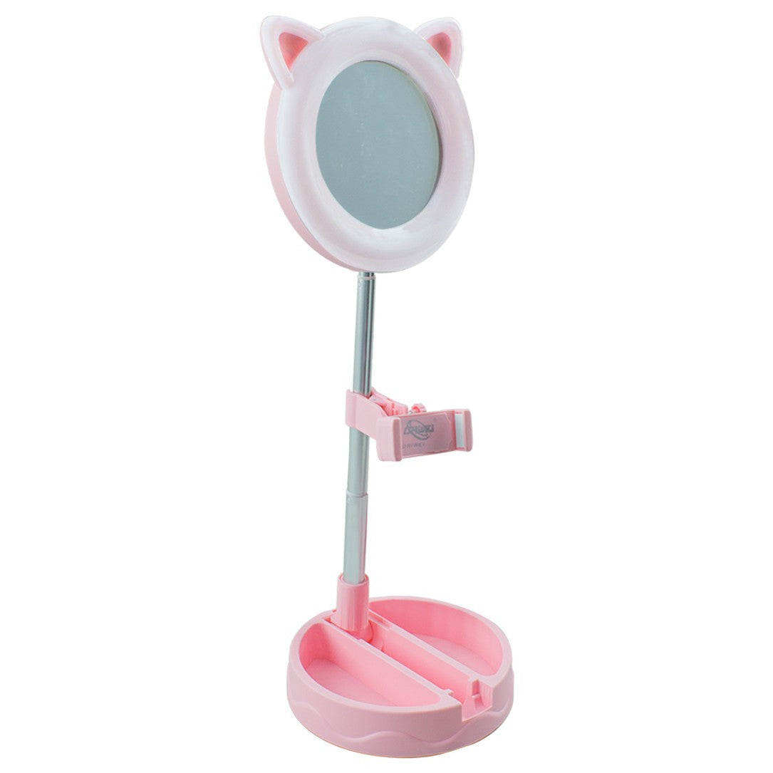 Miroir éclairé pour smartphone avec anneau lumineux LED polyvalent