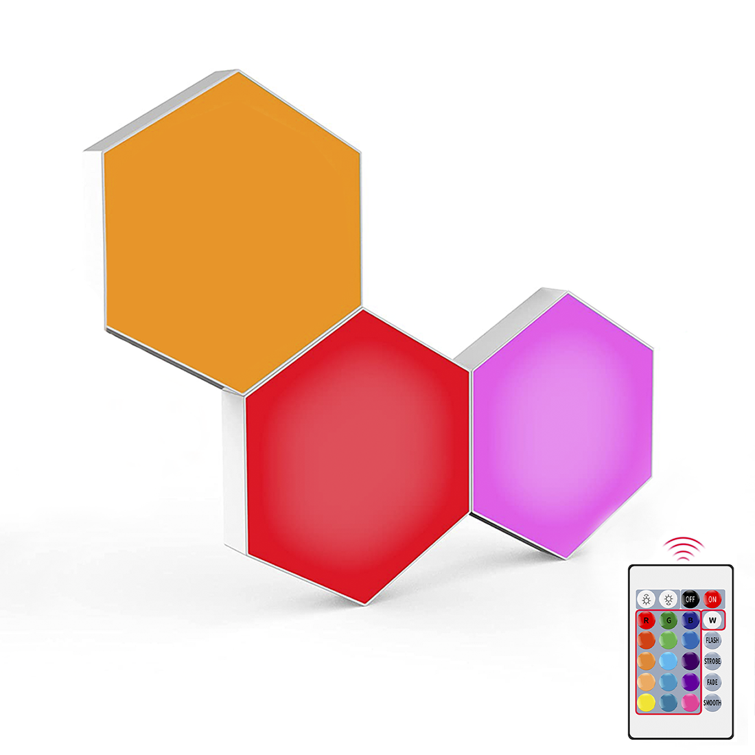 3pcs RGB Hexagonal LED Light Spots Applique murale avec télécommande