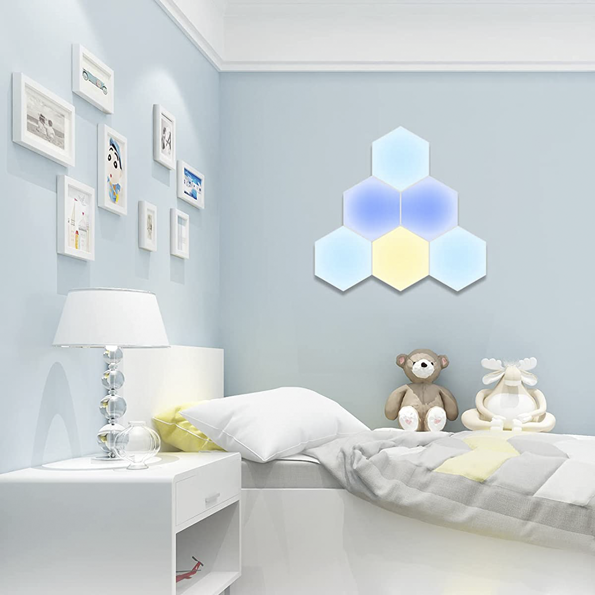 6pcs RGB Hexagonal LED Ampoules Applique Murale avec Télécommande
