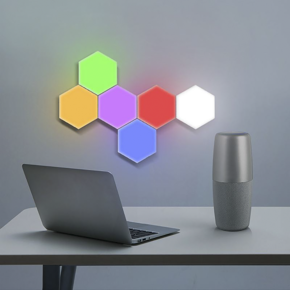 6pcs RGB Hexagonal LED Ampoules Applique Murale avec Télécommande