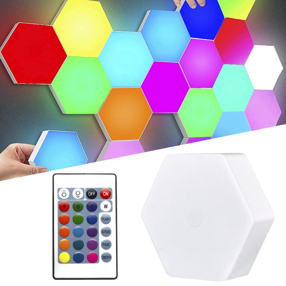 6pcs RGB Hexagonal LED Ampoules Applique Murale avec Télécommande