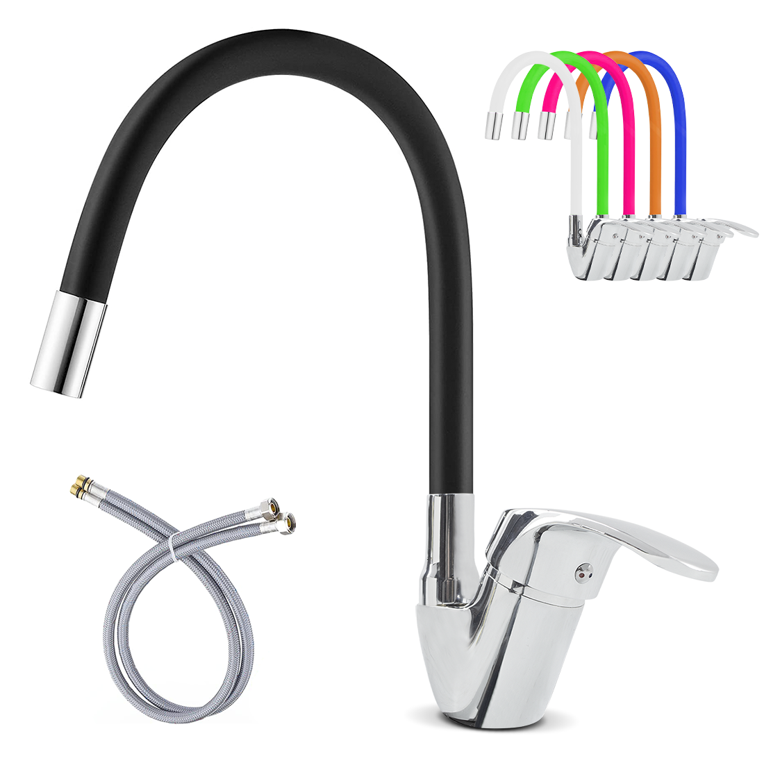 Robinet mitigeur flexible pivotant pour évier de cuisine
