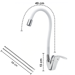Robinet mitigeur flexible pivotant pour évier de cuisine