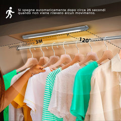 Strip 28 LED lumière chaude pour placard 38cm détecteur mouvement rechargeable
