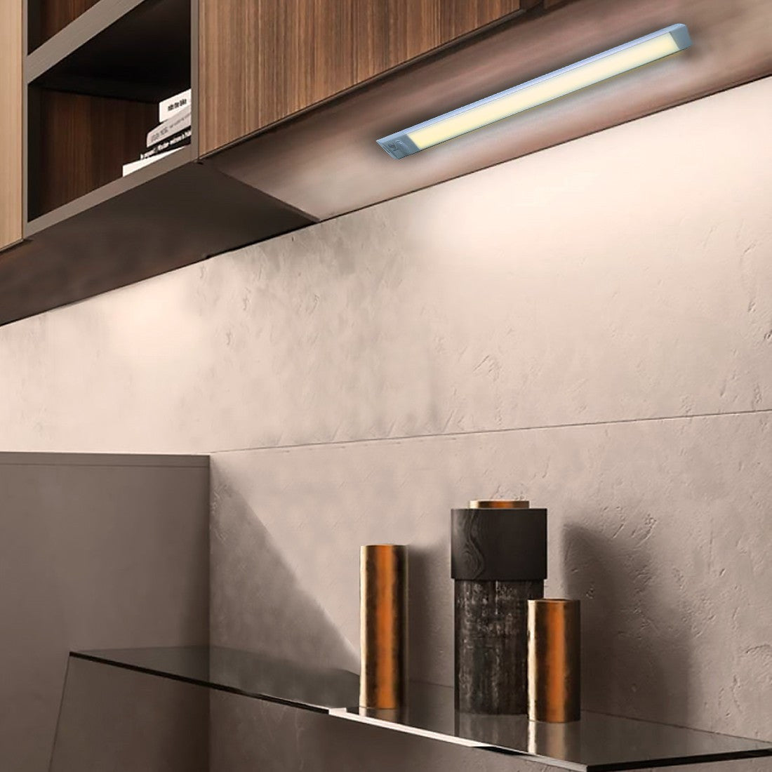 Réglette 28 LED lumière naturelle armoire 38cm détecteur mouvement rechargeable