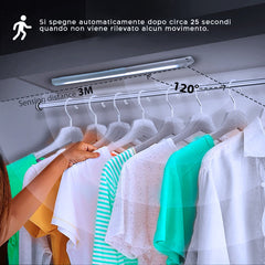 Réglette 28 LED lumière blanche armoire 38cm détecteur mouvement rechargeable