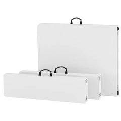Set de table 2 bancs pliants en plastique blanc pour jardin, camping, bar
