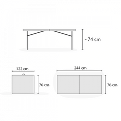 Set de table 2 bancs pliants en plastique blanc pour jardin, camping, bar