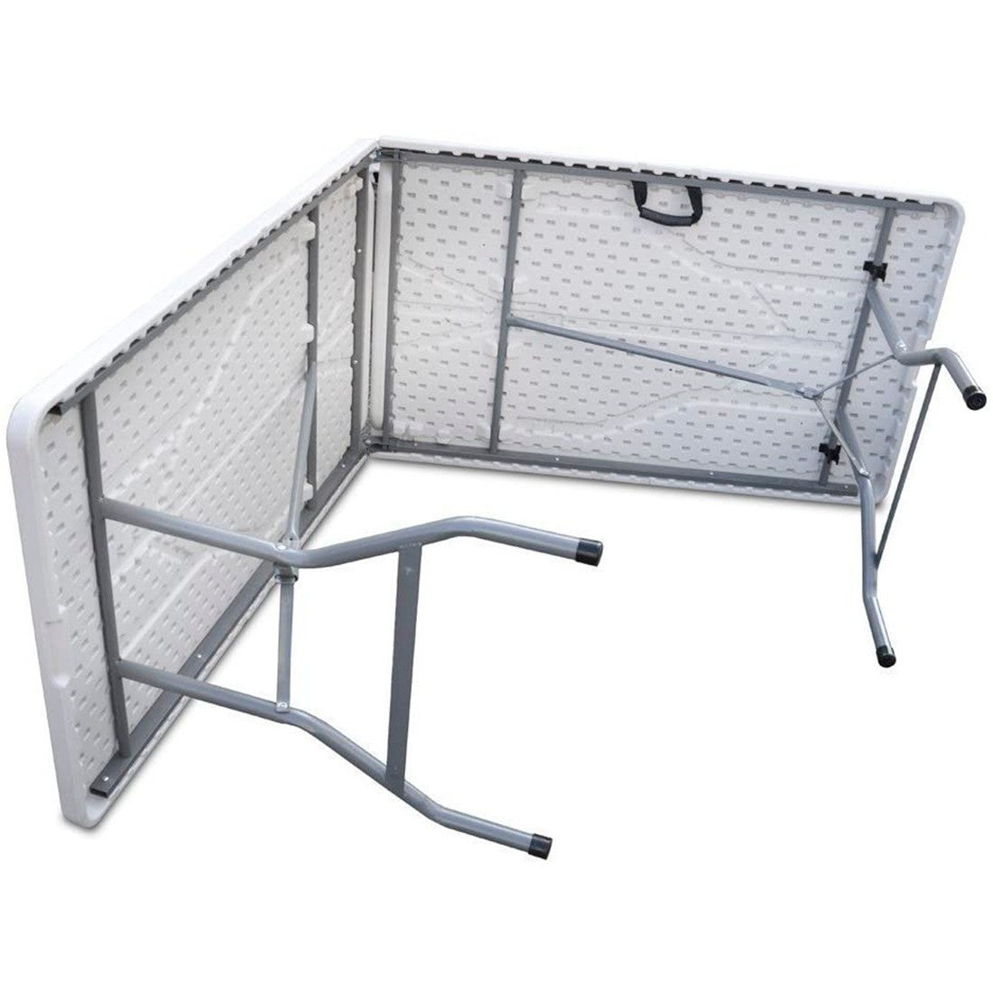 Set de table 2 bancs pliants en plastique blanc pour jardin, camping, bar