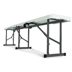 Set de table 2 bancs pliants en plastique blanc pour jardin, camping, bar