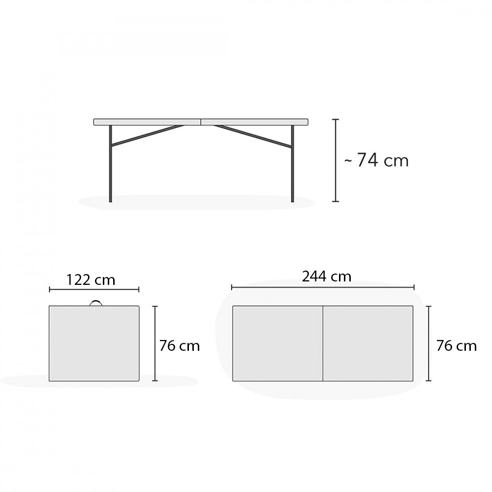 Ensemble table et banc pliants en plastique blanc pour jardin, camping, bar