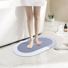 Tapis de bain ovale antidérapant 43x67cm en microfibre absorbante Douche
