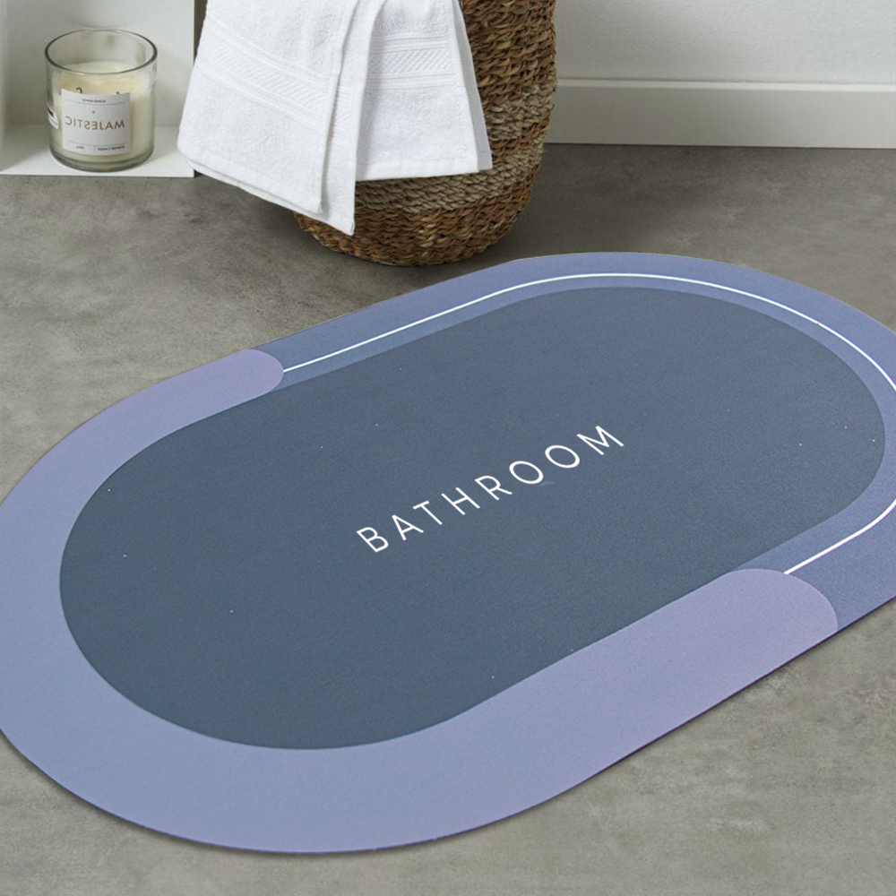 Tapis de bain ovale antidérapant 43x67cm en microfibre absorbante Douche