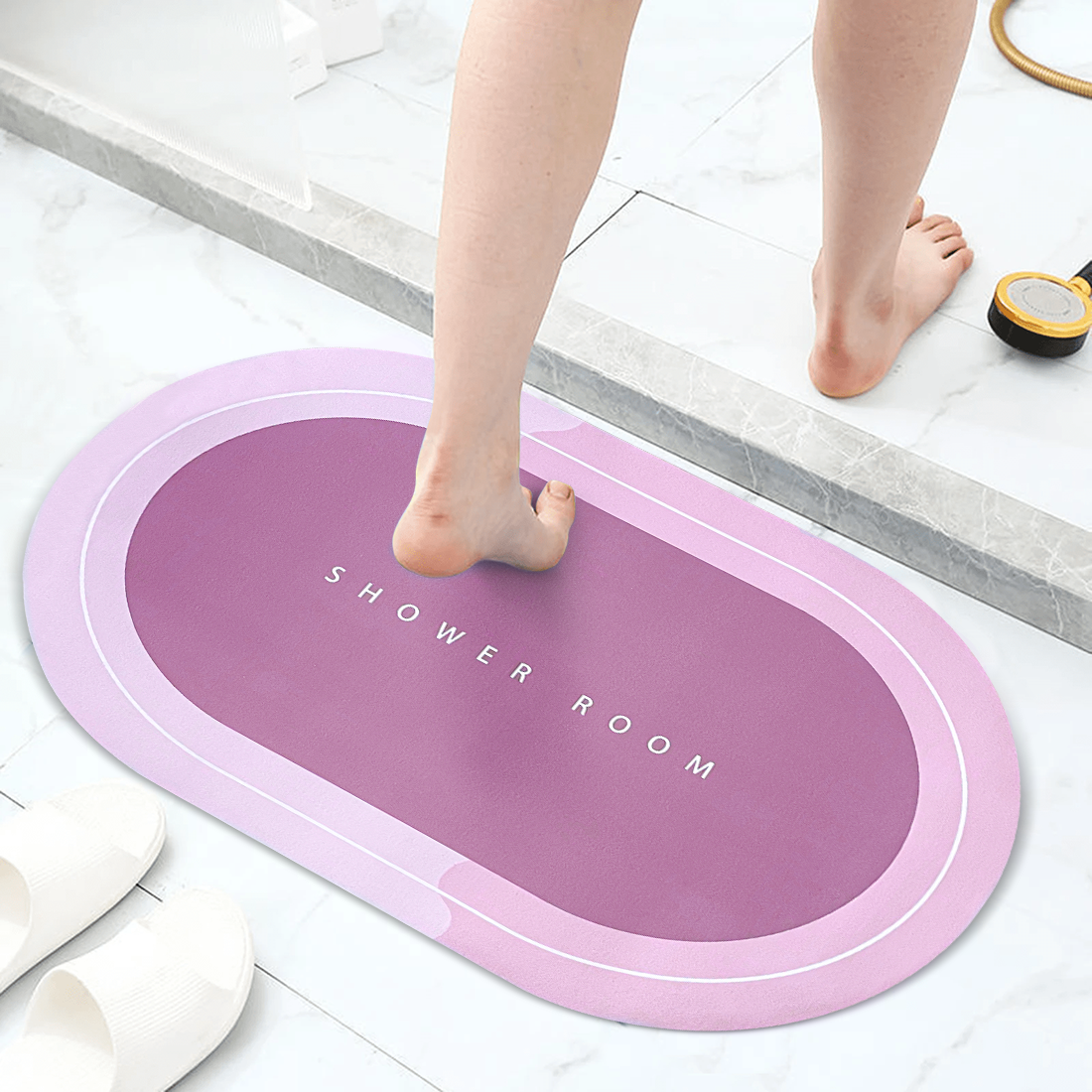 Tapis de douche antidérapant Oval ROSE 43x67cm Microfibre absorbante