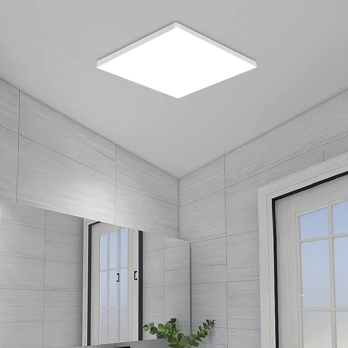 Plafonnier LED 50W Lumière Blanche 6000K Lampe Carrée Intérieure Mince