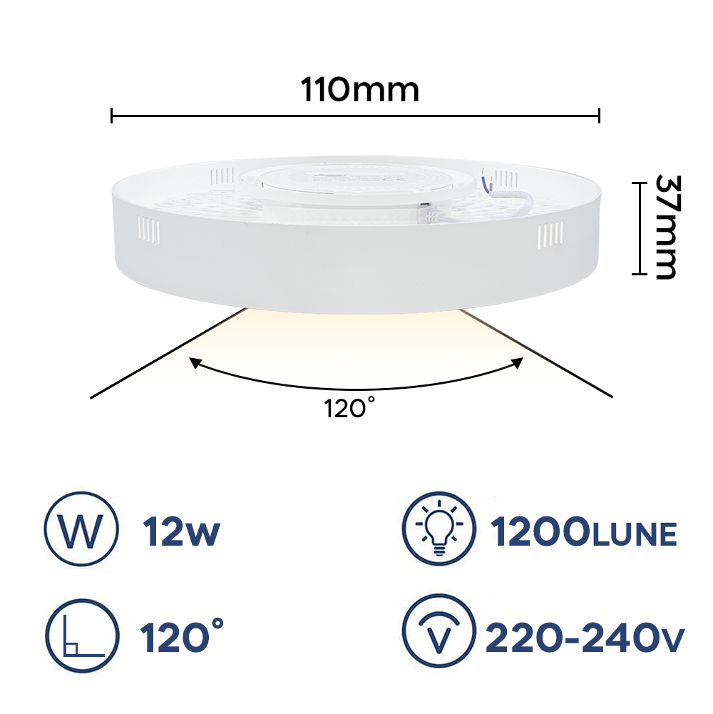 Plafonnier LED orbital 12W lumière blanche 6000K applique murale mince ronde