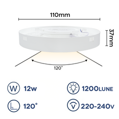 Plafonnier LED orbital 12W lumière blanche 6000K applique murale mince ronde