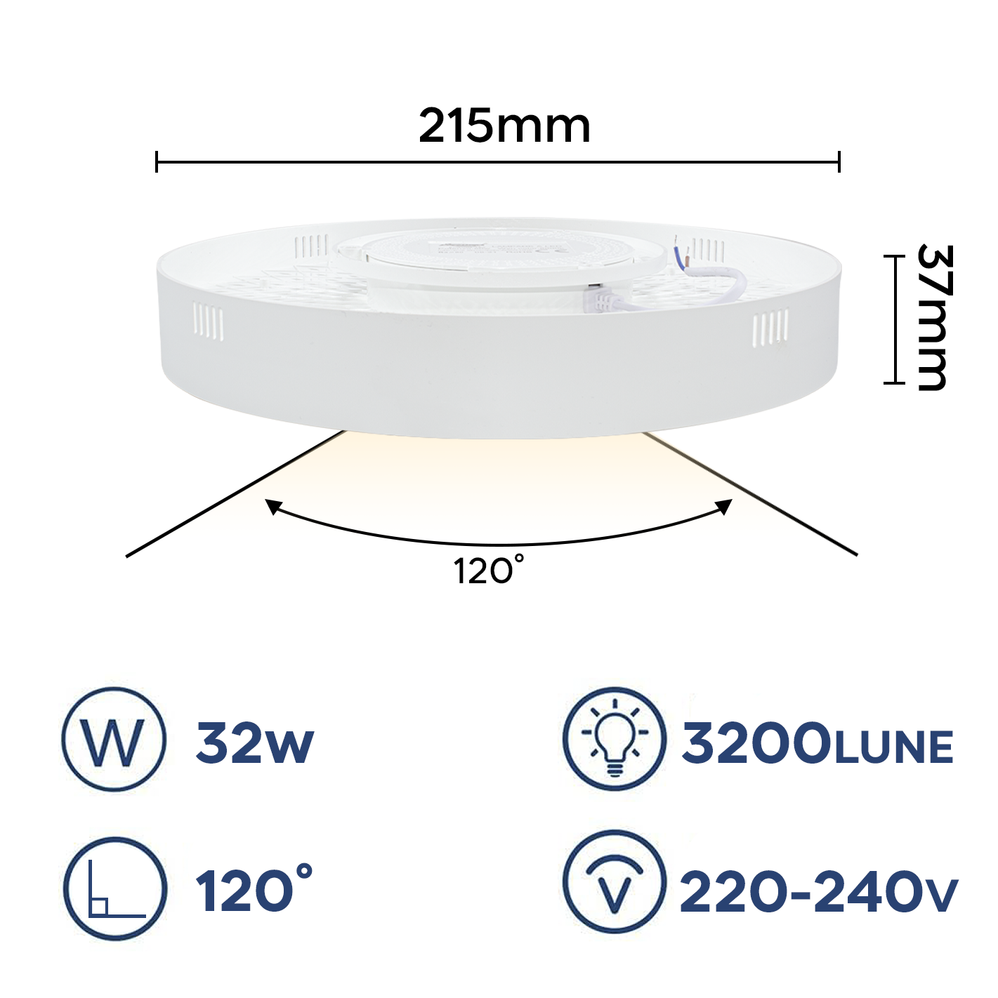 Plafonnier LED orbital 32W lumière blanche 6000K Applique ronde mince