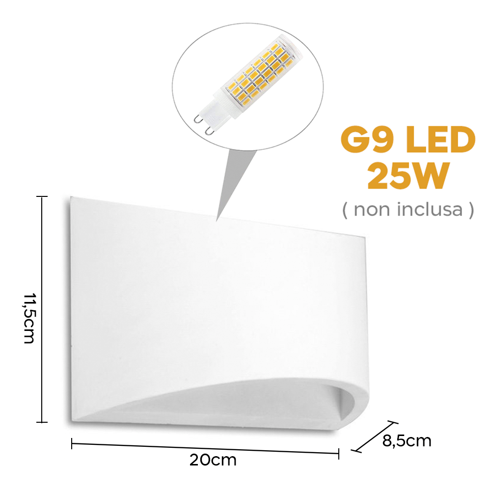 Applique murale en plâtre GS-5022 Montage mural G9 double émission lumineuse