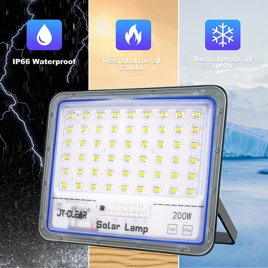 Lampe Panneau Solaire Phare LED 200W 89398 Crépuscule avec Télécommande IP66