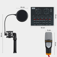 Kit microphone à condensateur pour PC avec filtre anti-pop de carte son trépied