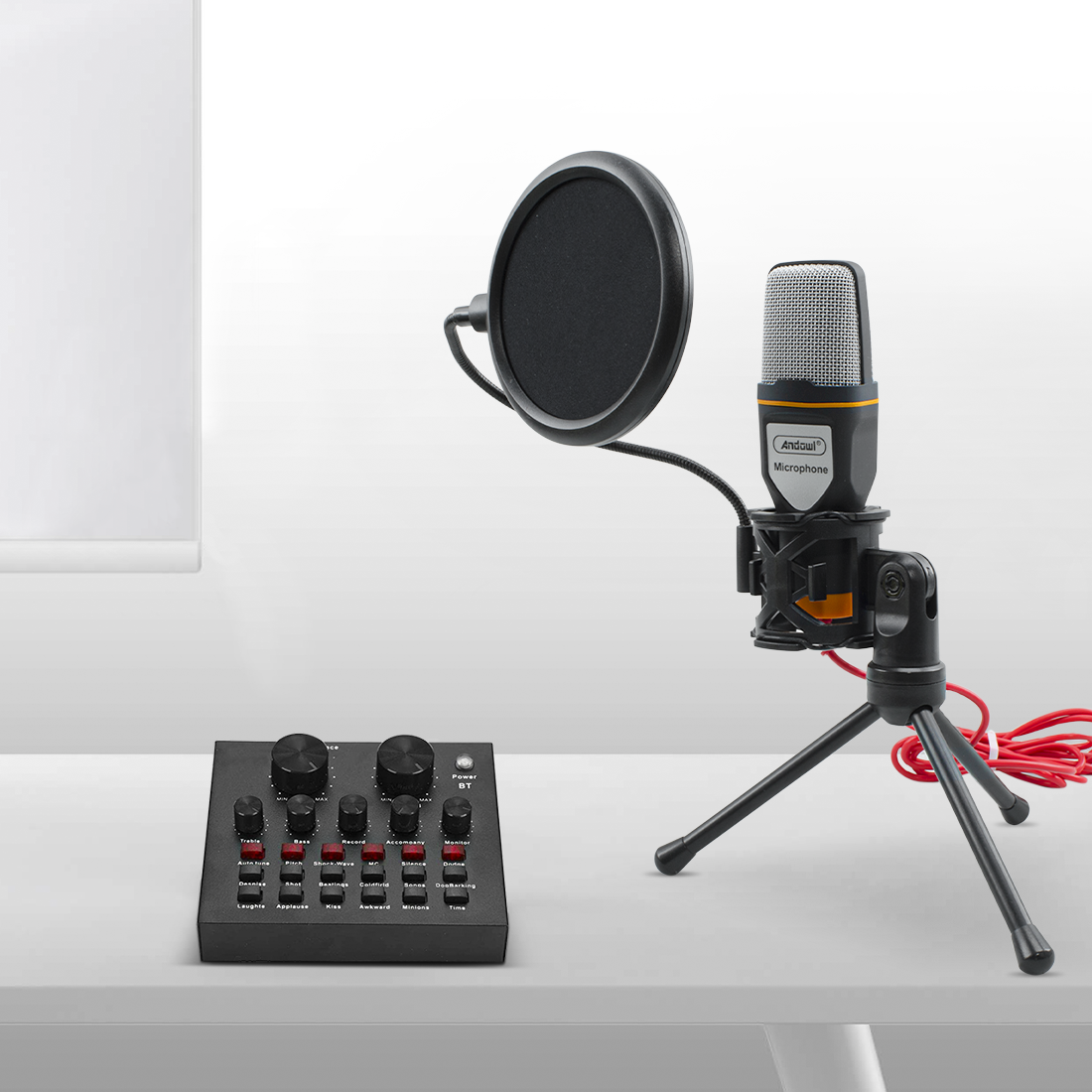 Kit microphone à condensateur pour PC avec filtre anti-pop de carte son trépied