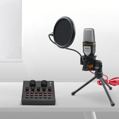Kit microphone à condensateur pour PC avec filtre anti-pop de carte son trépied