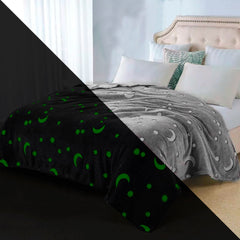 Couverture polaire magique enfant Etoiles Fluorescent Lune Gris Polaire 170x180
