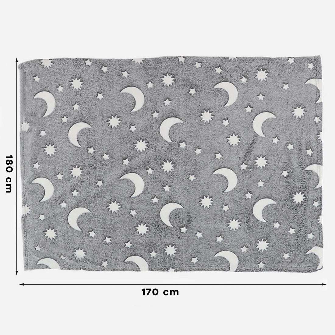 Couverture polaire magique enfant Etoiles Fluorescent Lune Gris Polaire 170x180