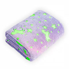 Couverture Magique Enfant Lilas Fluorescent Licorne Carrés Polaires 170x180cm