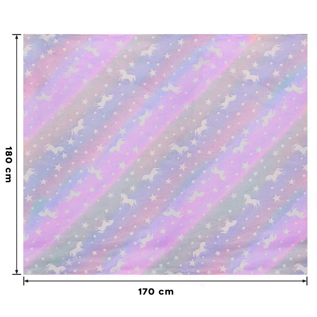 Couverture Magique Enfant Lilas Fluorescent Licorne Carrés Polaires 170x180cm