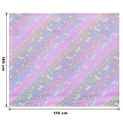 Couverture Magique Enfant Lilas Fluorescent Licorne Carrés Polaires 170x180cm