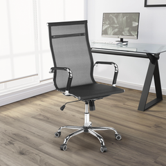 Chaise de bureau en maille à dossier haut RENZO avec accoudoirs