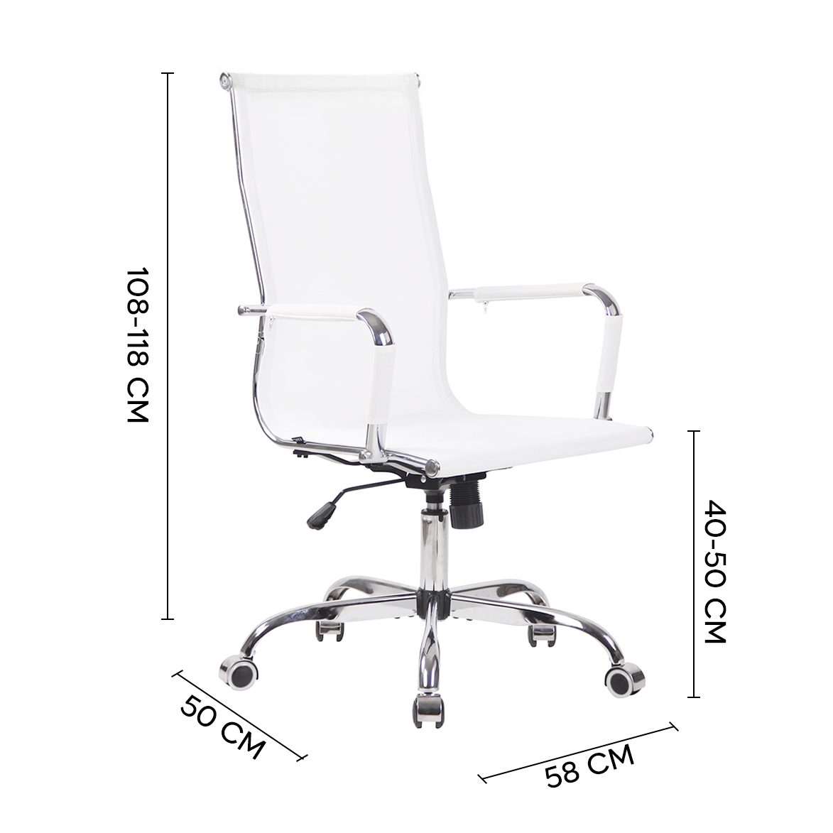 Chaise de bureau en maille à dossier haut RENZO avec accoudoirs