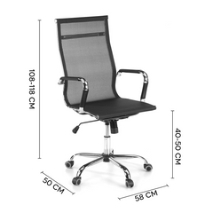 Chaise de bureau en maille à dossier haut RENZO avec accoudoirs