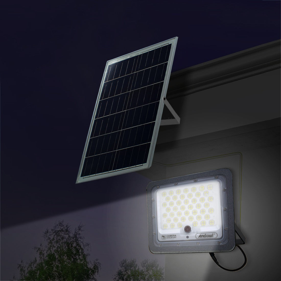 Phare LED 300W avec app Wi-Fi pour caméra surveillance à charge solaire Q-SX76