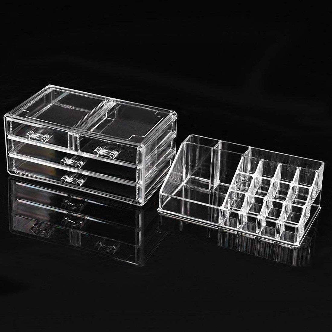 Organisateur maquillage transparent 20 emplacements cosmétiques 17,5x22,5x13,5