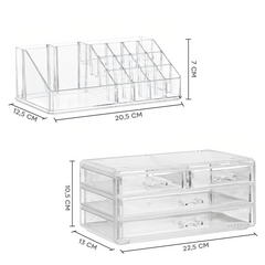 Organisateur maquillage transparent 20 emplacements cosmétiques 17,5x22,5x13,5