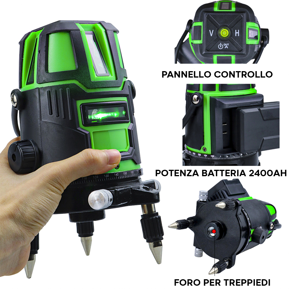 Niveau laser à nivellement automatique Faisceau vert horizontal multiligne 360°