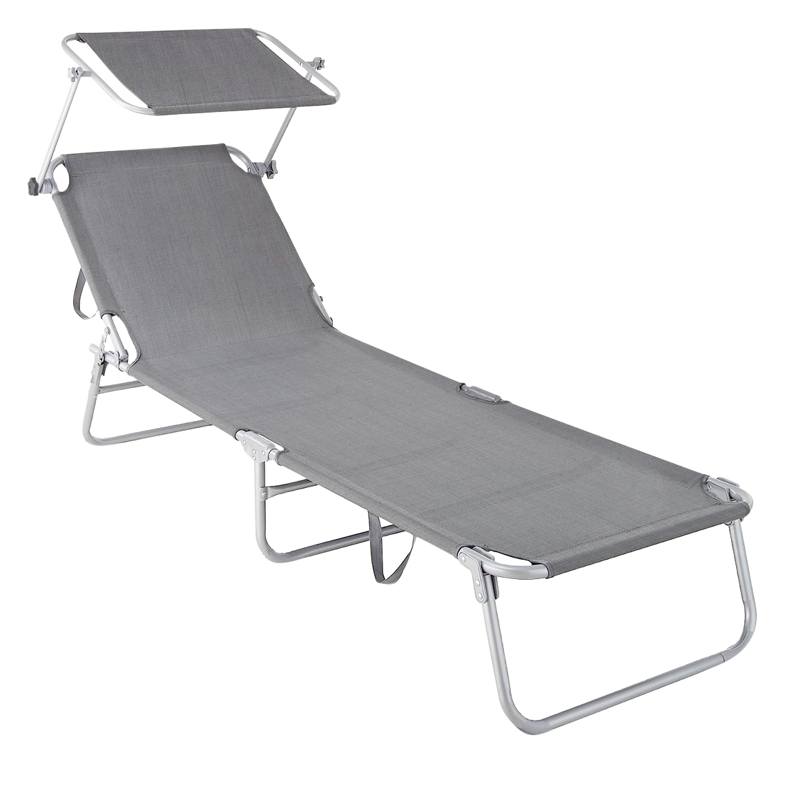 Lit en Textilene 2810143 Dossier réglable GRIS Tube 18 mm avec Parasol