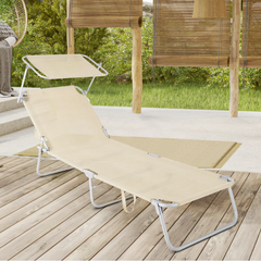 Lit en Textilene 281014 Dossier réglable BEIGE Tube 18 mm avec Parasol