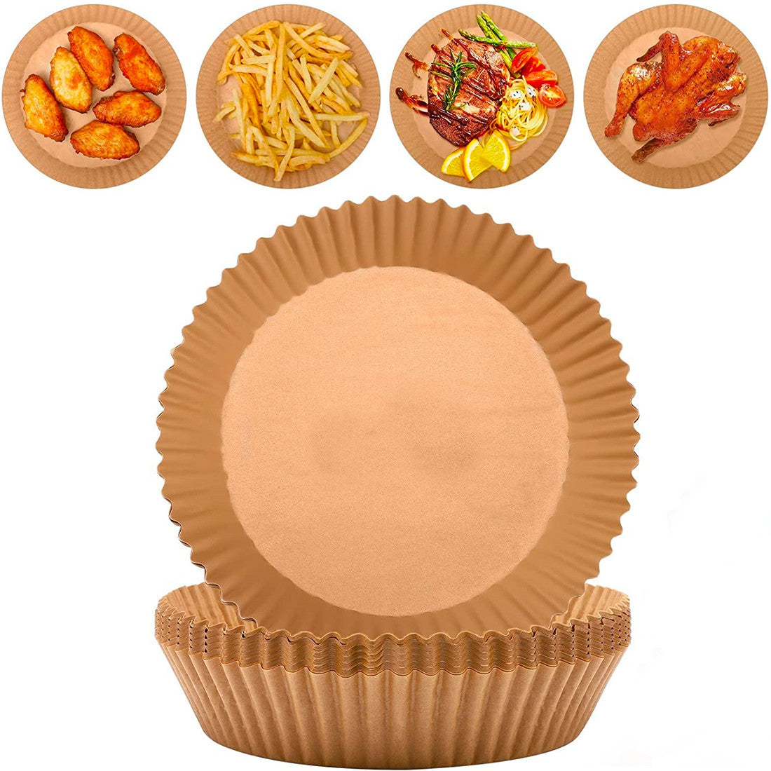 Air Fryer Papier Cuisson 300 pz Rondes 20cm Antiadhésives Et Enduites Silicone