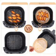 Air Fryer Papier Cuisson 300 pz Rondes 20cm Antiadhésives Et Enduites Silicone