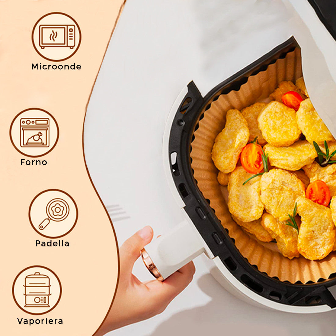 Air Fryer Papier Cuisson 300 pz Rondes 20cm Antiadhésives Et Enduites Silicone