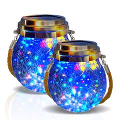 Lanterne d'extérieur à charge solaire 2 pcs. Pot sphère en verre avec mini LED