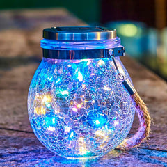 Lanterne d'extérieur à charge solaire 2 pcs. Pot sphère en verre avec mini LED