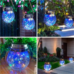 Lanterne d'extérieur à charge solaire 2 pcs. Pot sphère en verre avec mini LED