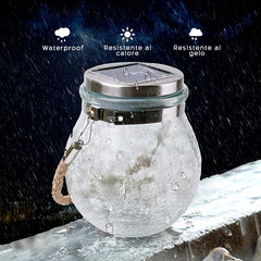 Lanterne d'extérieur à charge solaire 2 pcs. Pot sphère en verre avec mini LED