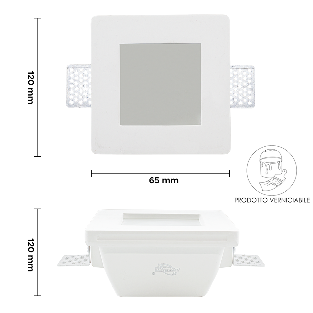Douille en plâtre rétractable GS-5003 Square White Encastré GU10 Attack